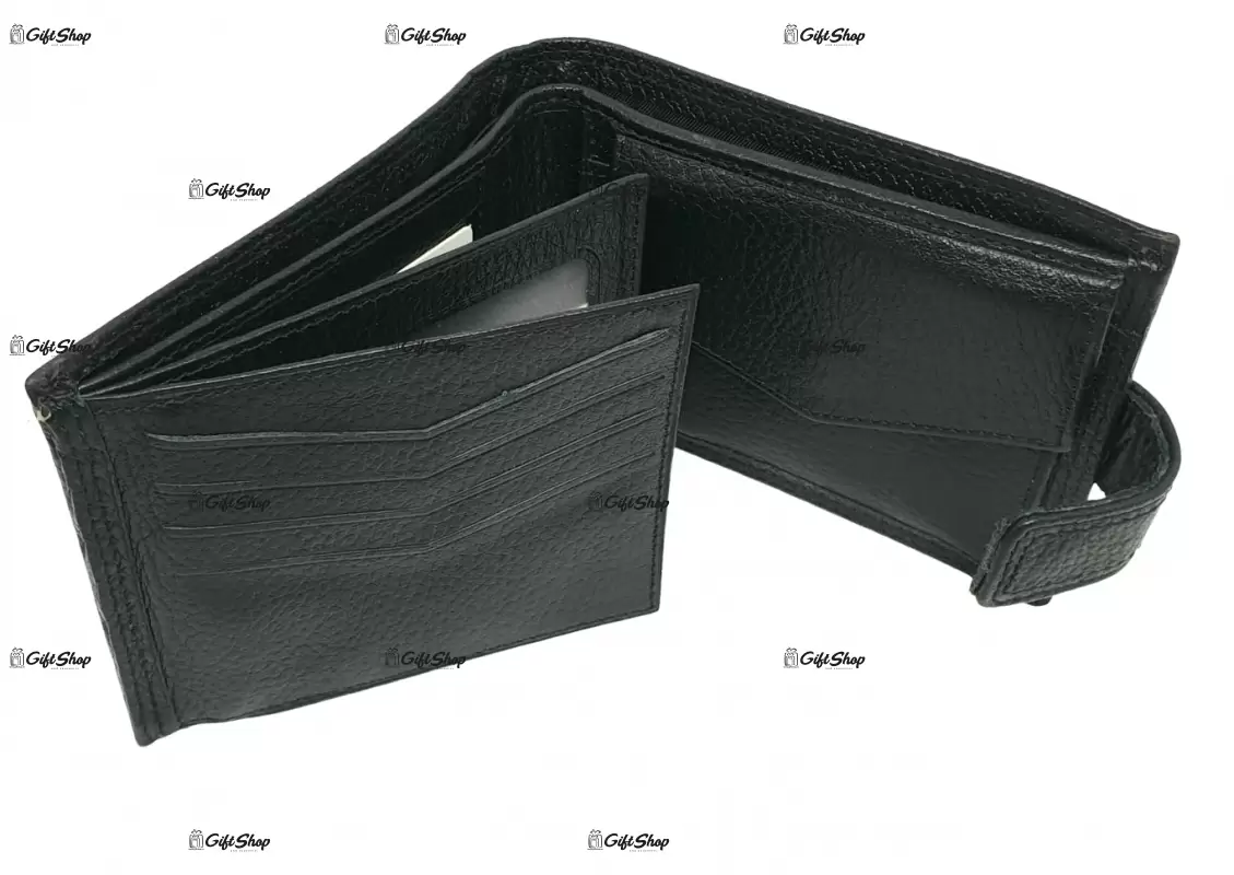 Portofel piele barbati, model desisan black 2